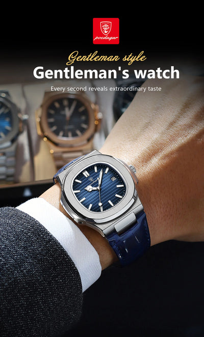 Luxury Waterproof Square Men's Quartz Watch with Luminous Dial - Smarsty