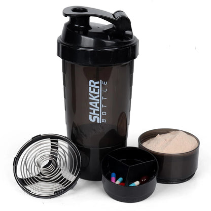 3 Layers Shaker Protein Bottle Powder Shake Cup Water Bottle Plastic Mixing Cup Body Building Exercise Bottle - Smarsty