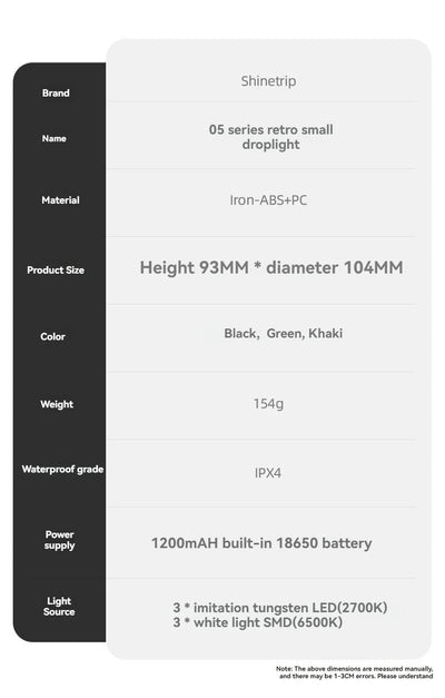 Shine Trip Outdoor Retro Smalldroplight, Campsite Lamp, Atmosphere Lamp, USB Charging Tent Light, LED Camping Hangling Lamp by Smarsty