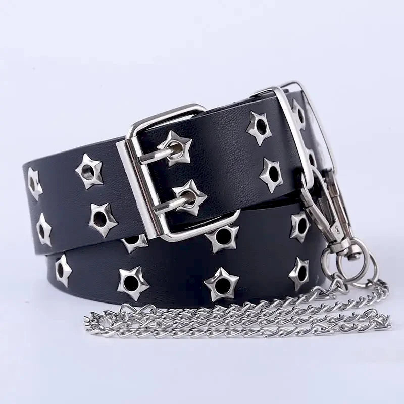 Unisex Punk Rock Double Hole Large Size Belt - Smarsty