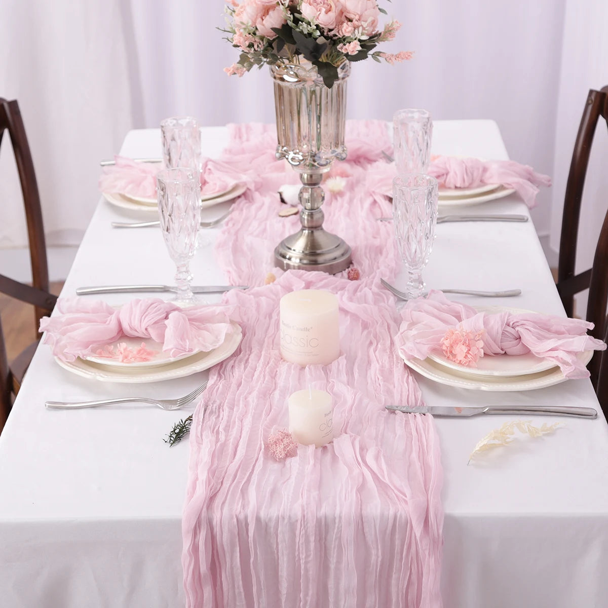 Semi-Sheer Gauze Table Runner for Elegant Events - Smarsty