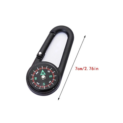 Outdoor Compass Carabiner Mini Camping Keychain Mountaineering Hiking Backpack Buckle with Compass Survival Children Gifts