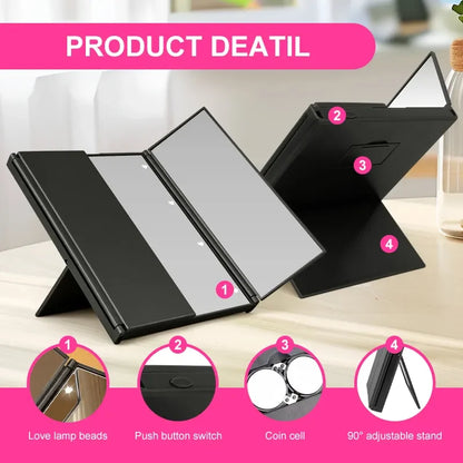 Portable LED Makeup Mirror with Adjustable Stand - Smarsty