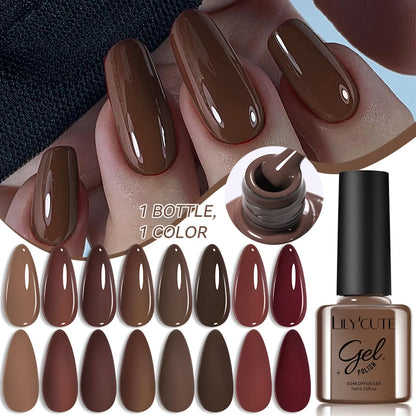 LILYCUTE 6 Piece Coffee Gel Nail Polish Set - Smarsty