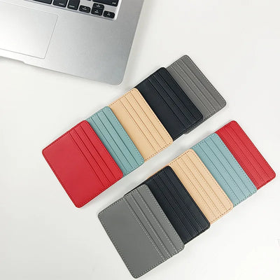PU Leather ID Card Case - Slim Multi-Slot Holder for Bank/Credit Cards - Smarsty
