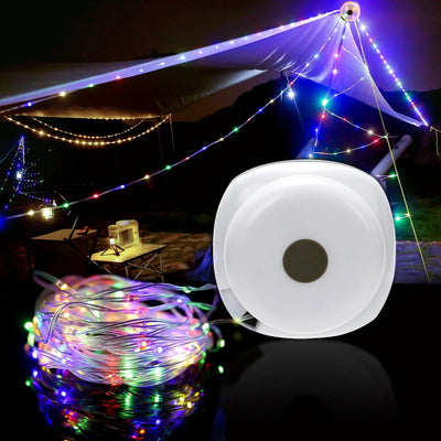 Camping String Lights,33Ft Light with Lanterns (2 in 1 Design),Camping Lights 2000mAh,IPX6 Waterproof,Rechargeable Flashlights by Smarsty