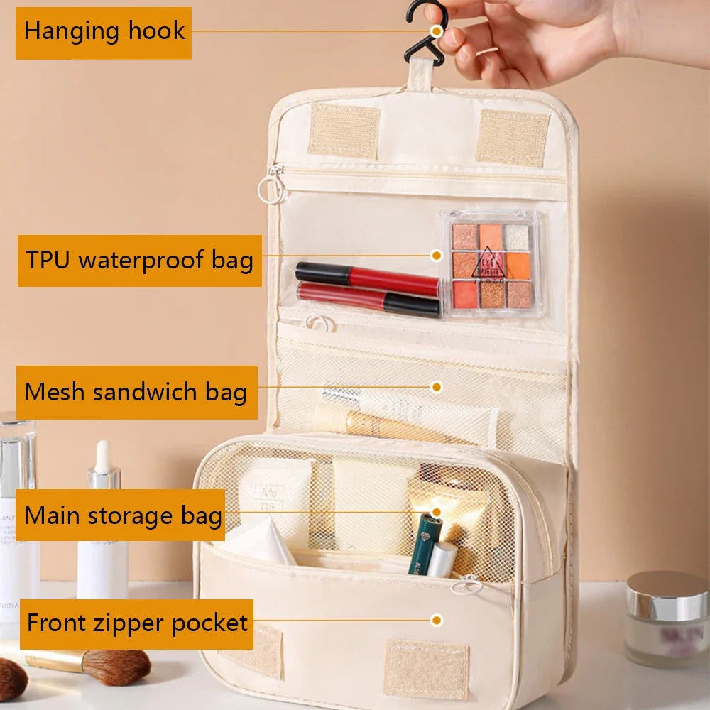 Travel Makeup Bag Waterproof Toiletries Organizer High Quality Women Neceser Bathroom Hook Wash Pouch Hook Makeup Storage Bag - Smarsty