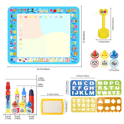 100x80CM Magic Water Drawing Mat with Reusable Magic Pens Doodle Montessori Painting Board Educational Toys Kids Gifts 39X31in by Smarsty