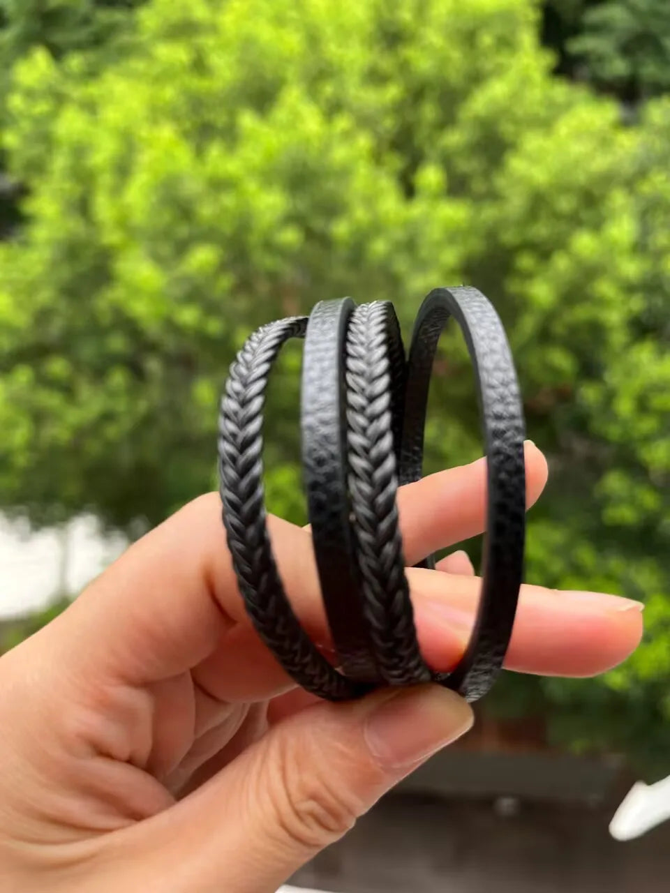 Men's Leather Braided Bracelets Stainless Steel Durable - Smarsty