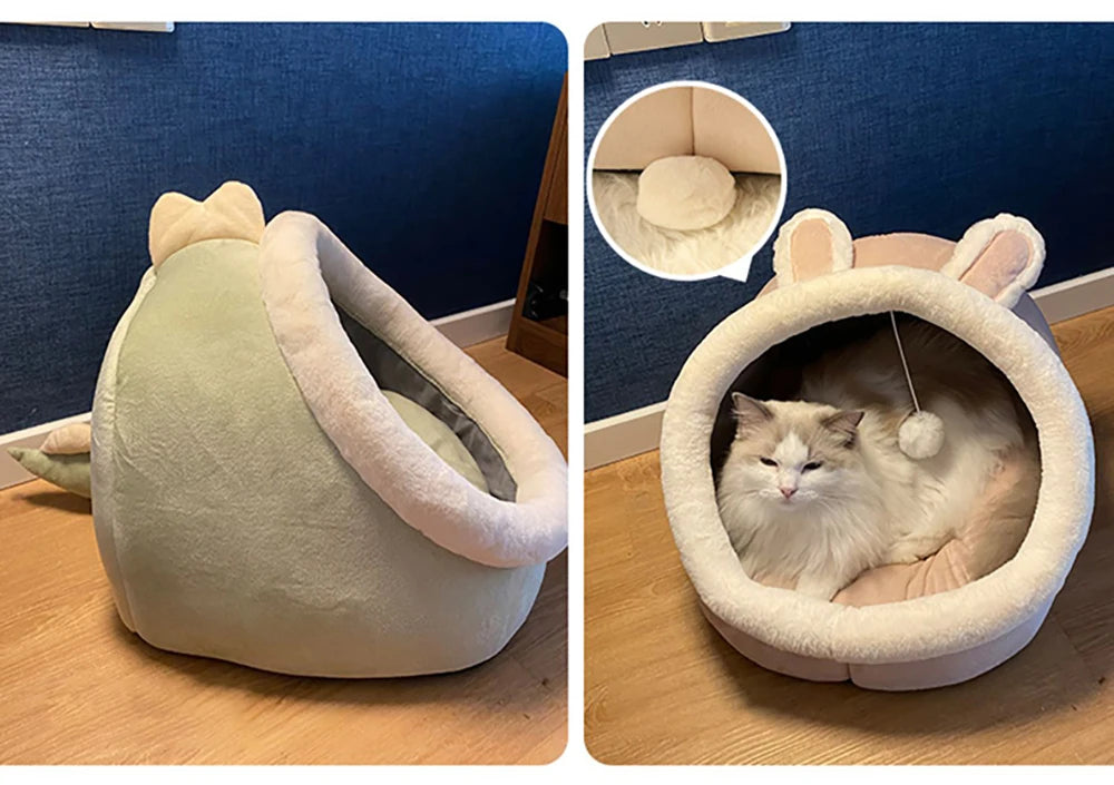 Deep Sleep Cat Bed with Cute Ear Design - Smarsty