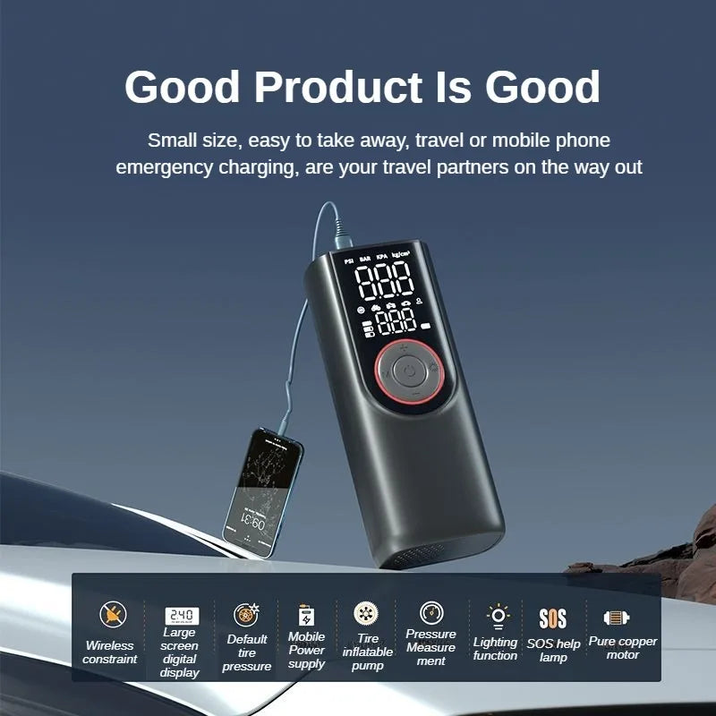 Portable Cordless Tire Inflator Pump Fast Inflate Car Bike - Smarsty