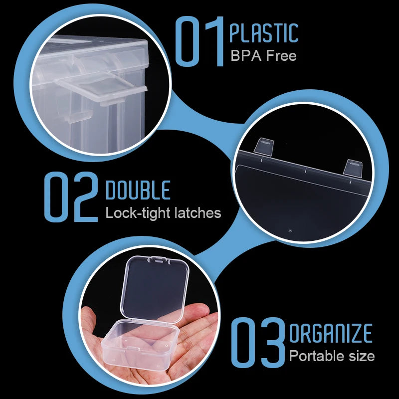 Clear Plastic Bead Organizer Box with Removable Dividers - Smarsty
