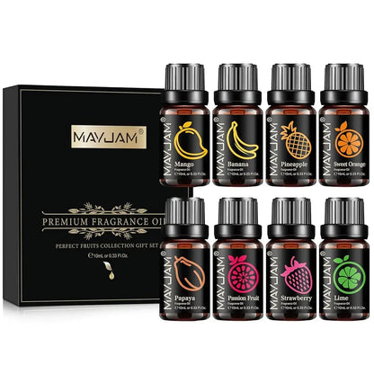 MAYJAM Fruit Essential Oil 10ml Cherry Banana Papaya Grape Litchi Guava Kiwifruit Pear Fig Fragrance Oil for Diffuser Candle