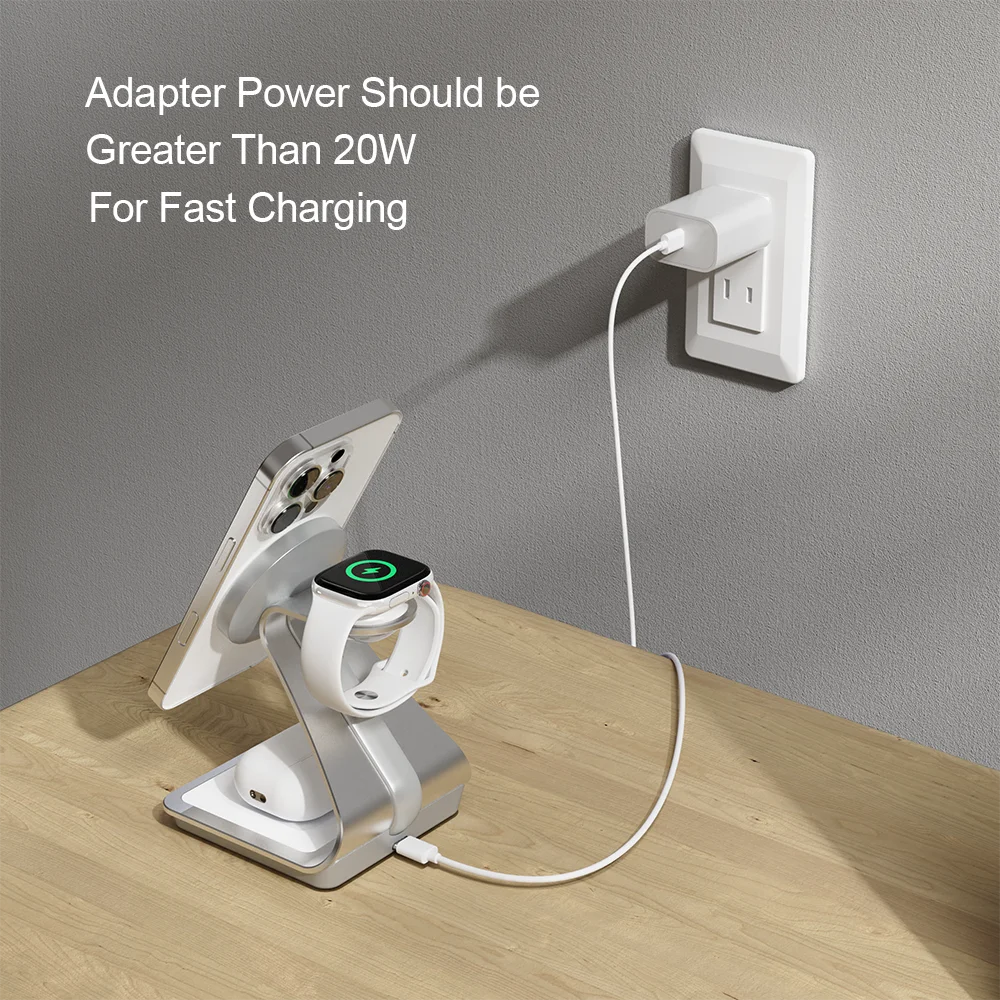 Magnetic Wireless Charger 3 in 1 Station for iPhone Watch - Smarsty