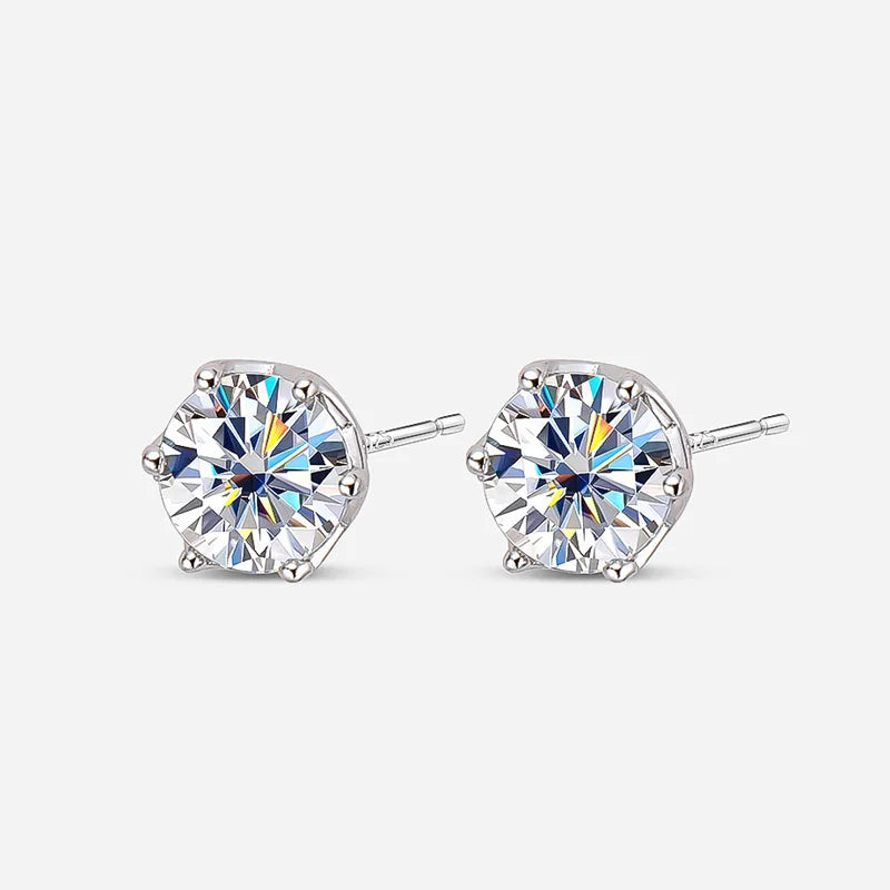 1 CT D Color Moissanite Stud Earrings Sparkling 925 Silver - Smarsty