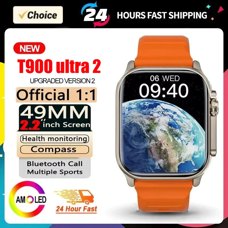 2025 T900 Ultra 2 Smart Watch for Men Waterproof AMOLED Screen - Smarsty