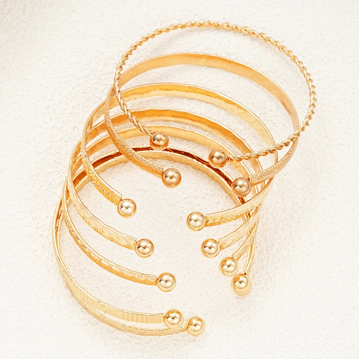 Punk Gold Color Bracelets Set for Women Fashion - Smarsty