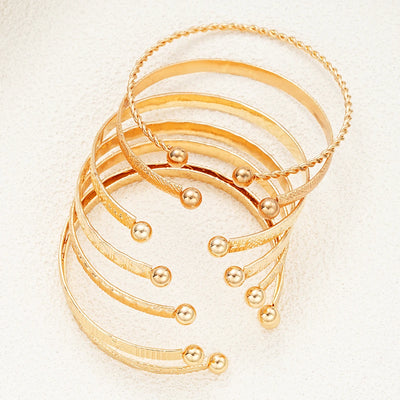 Punk Gold Color Bracelets Set for Women Fashion - Smarsty