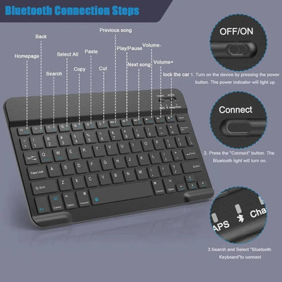 Bluetooth Keyboard for iPad 10th Generation iPad Pro 13 12 11 10 9 8 7 Inch iPad Air 13 11th iPad Mini Samsung Xiaomi Tablets - Smarsty