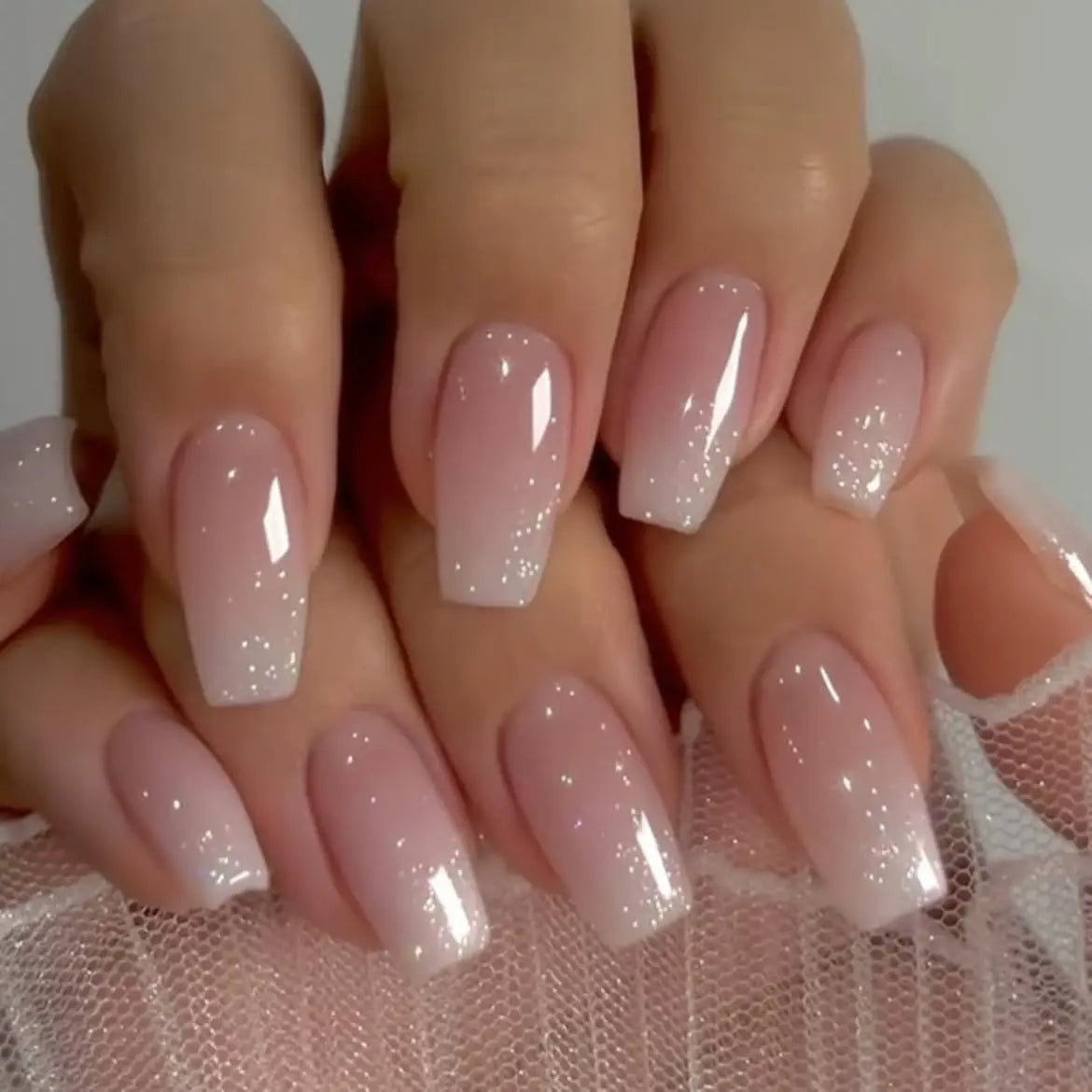 Water Drop Gradient Blush Press On Nails Set - Smarsty