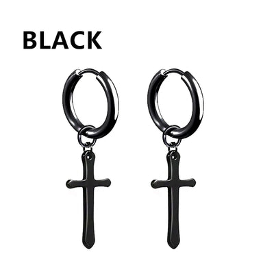 Stainless Steel Cross Dangle Earrings for Men and Women - Smarsty