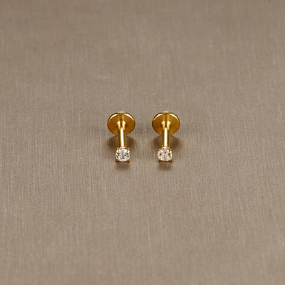 16G Surgical Steel Labret Stud Earrings Secure CZ Comfort - Smarsty