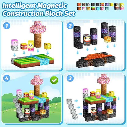 Magnetic Building Blocks Mine World Magnet Cube Set for Boy Girl Kid Age 3+ DIY Model Children STEM Educational Sensory Toy - Smarsty