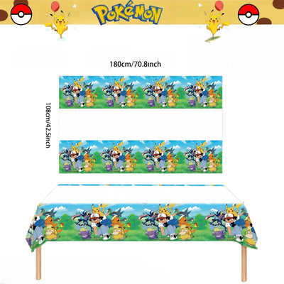 Pokemon Tablecloth Birthday Party Decoration Pikachu Disposable Table Cloth Table Cover Baby Shower Kids Toy Gift Party Supplies by Smarsty