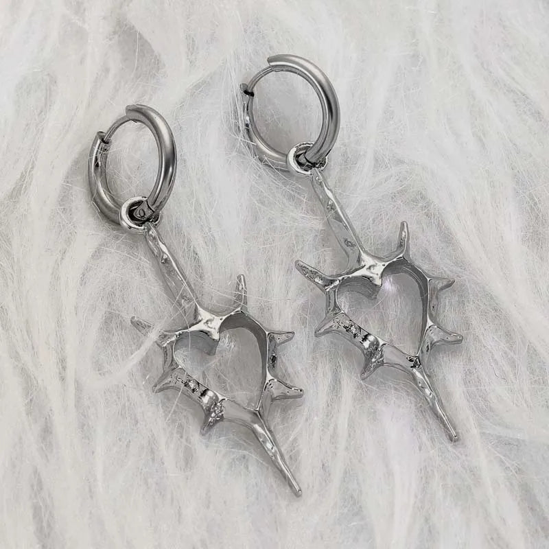 Y2K Punk Hollow Heart Earrings for Women Elegant Party Jewelry - Smarsty