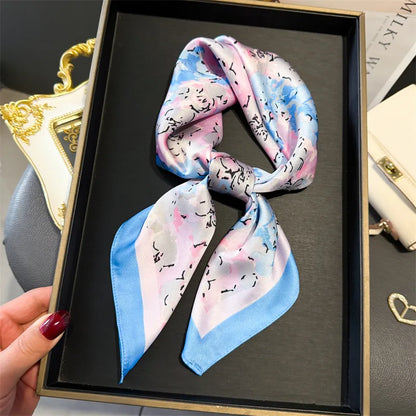 Bohemian Silk Square Scarf for Women Luxury Floral Print - Smarsty