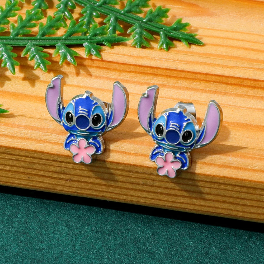 Cute Disney Stitch Flower Stud Earrings for Women and Girls - Smarsty