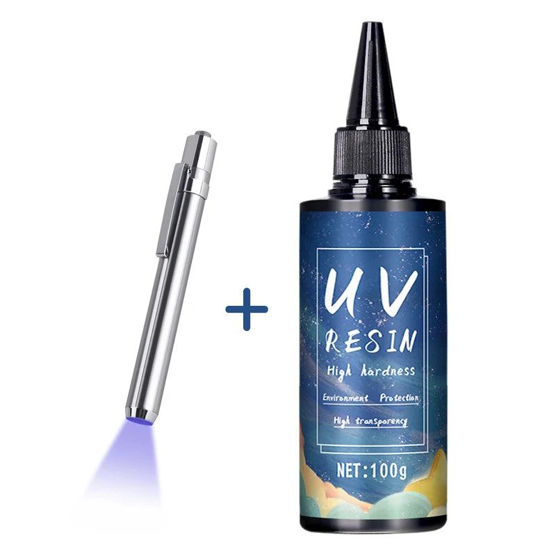 UV Resin Glue for DIY Jewelry, Epoxy Resin and UV Lamp High Transparency Fast Drying High Hardness, 20g, 50g, 100g, 250g, 1000g - Smarsty