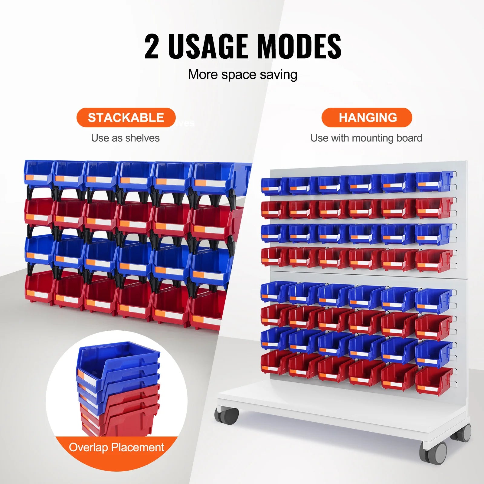 SucceBuy Storage Bin 24pcs Stackable Organizer Bin 5x4*3inch Freestanding Tiered Shelf for Garage Hanging Stacking Container