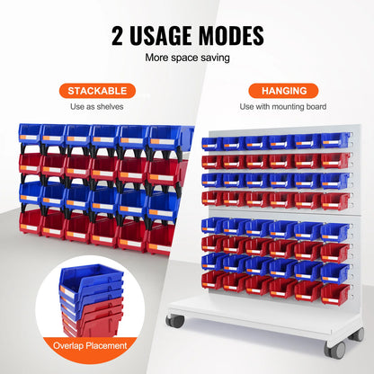 SucceBuy Storage Bin 24pcs Stackable Organizer Bin 5x4*3inch Freestanding Tiered Shelf for Garage Hanging Stacking Container