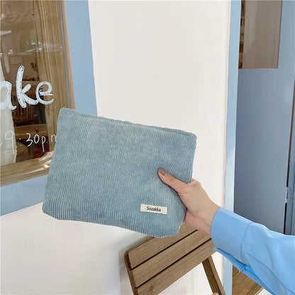 Corduroy Cosmetic Bag For Women With Large Capacity - Smarsty