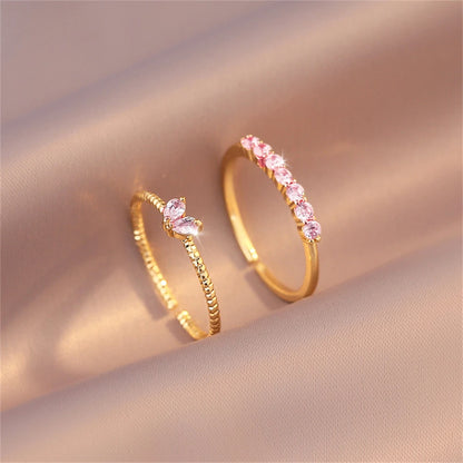 Elegant Dainty Crystal Heart Rings Set for Women - Smarsty
