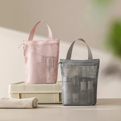 Mesh Makeup Toiletry Storage Bags Handbags Portable Travel Washing Body Shower Tools Organizer Hanging Cosmetic Organizer Pouch - Smarsty