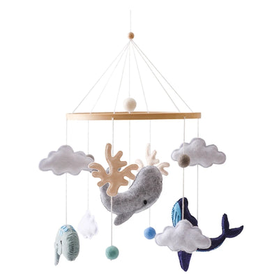 Wooden Crib Mobile Baby Bed Bell Rattle Toy Soft Felt Cartoon Bear Mobile Hanging Newborn Music Box Bed Bell Hanging Bracket Toy by Smarsty