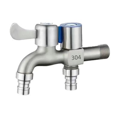 Stainless Steel Double Outlet Water Faucet for Bathrooms - Smarsty