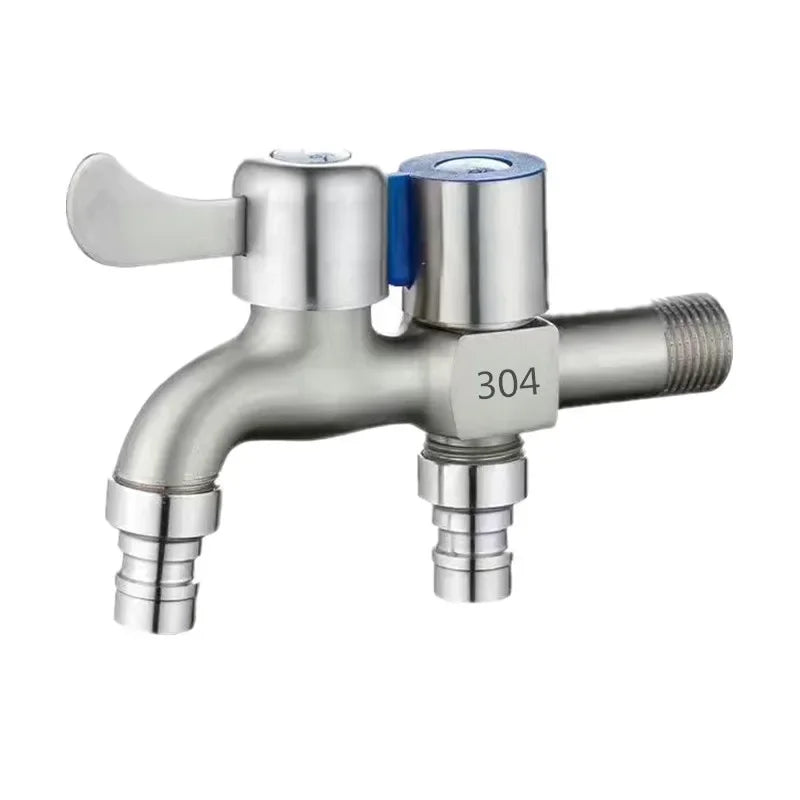 Stainless Steel Double Outlet Water Faucet for Bathrooms - Smarsty