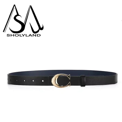 Trendy Women Leather Belt With Alloy Moon Button - Smarsty