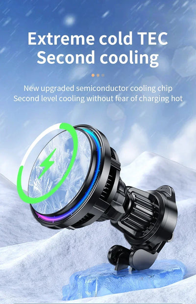 Ice Cooling Magnetic Wireless Car Charger Stand With LED - Smarsty