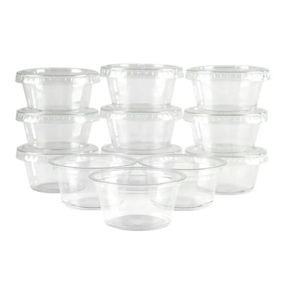 50/100pcs  2oz Portion Cups With Lids Disposable Plastic Sauce Container Box Salad Dressing Seasoning Mini Kitchen Organizer