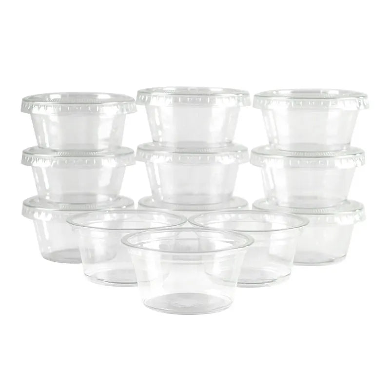 50/100pcs  2oz Portion Cups With Lids Disposable Plastic Sauce Container Box Salad Dressing Seasoning Mini Kitchen Organizer