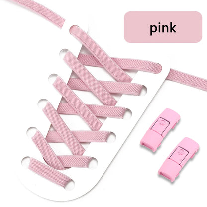 No Tie Shoe laces Press Lock Shoelaces without ties Elastic Laces Sneaker Kids Adult 8MM Widened Flat Shoelace for Shoes - Smarsty