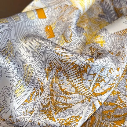 Bohemian Floral Print Silk Scarf for Women Sun Protection - Smarsty