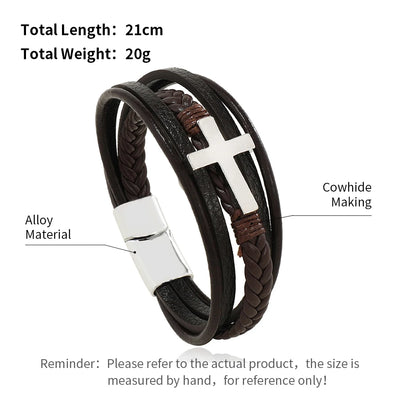Trendy Leather Bracelets For Men Multilayer Braided Rope - Smarsty