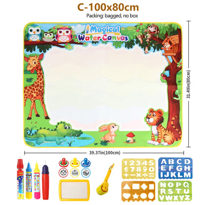 100x80CM Magic Water Drawing Mat with Reusable Magic Pens Doodle Montessori Painting Board Educational Toys Kids Gifts 39X31in by Smarsty