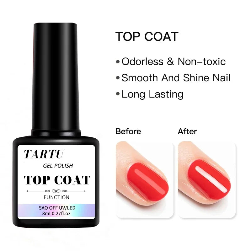 8ml Functional Gel Nail Art Set with Base Coat and Top Coats - Smarsty