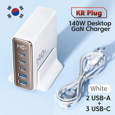 GaN USB Charger Desktop 100W 5in1 With LED Display Pro - Smarsty